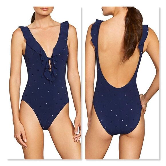 🌸 ROBIN PICCONE 🌸 Jennie Plunge One-Piece Swimsuit - [size 4, Sky Blue] - Picture 3 of 12